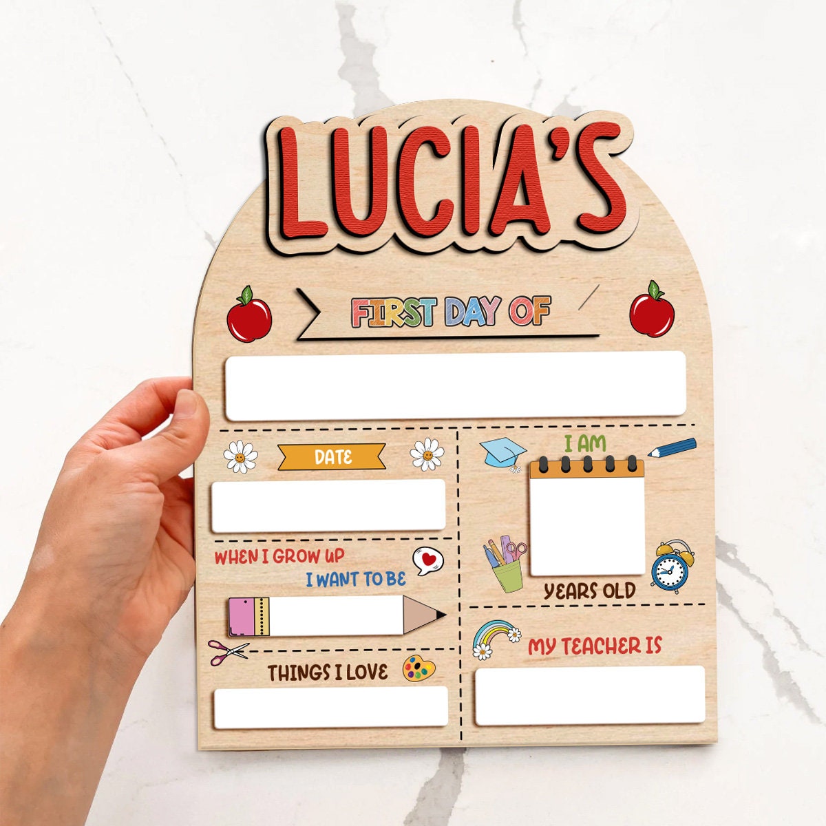 Custom First Day of School Sign, Wooden School Board Gift for Students, Custom First Day Of School Board, Personalized Back To School Sign