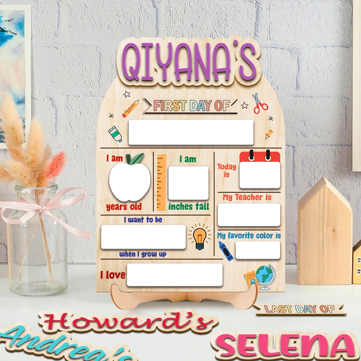 Custom First and Last Day Of School Sign, 1st Day of School Board, Custom Name Back To School Board, Reusable Back To School Dry Erase Sign