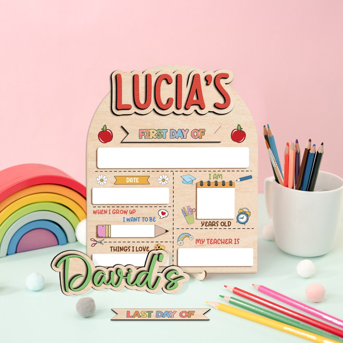 Custom First Day of School Sign, Wooden School Board Gift for Students, Custom First Day Of School Board, Personalized Back To School Sign