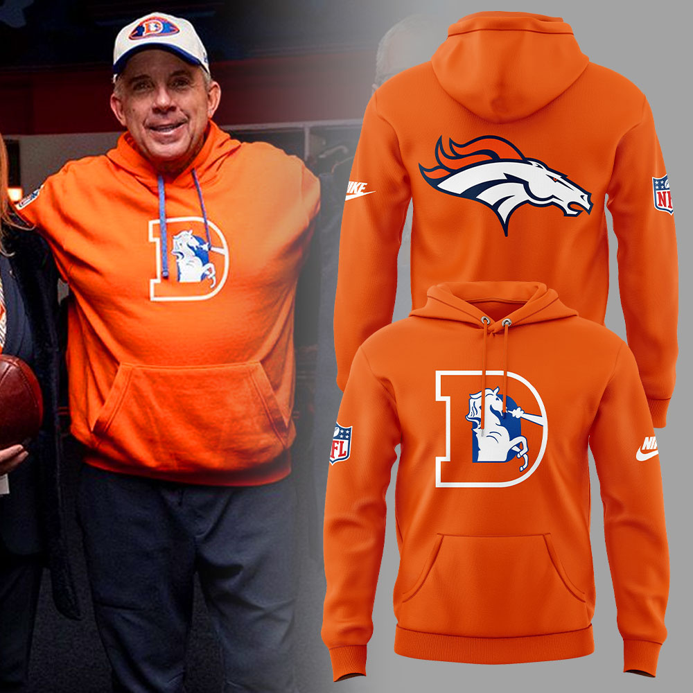 Denver Broncos Coach Sean Payton Throwback Hoodie 2025 Orange