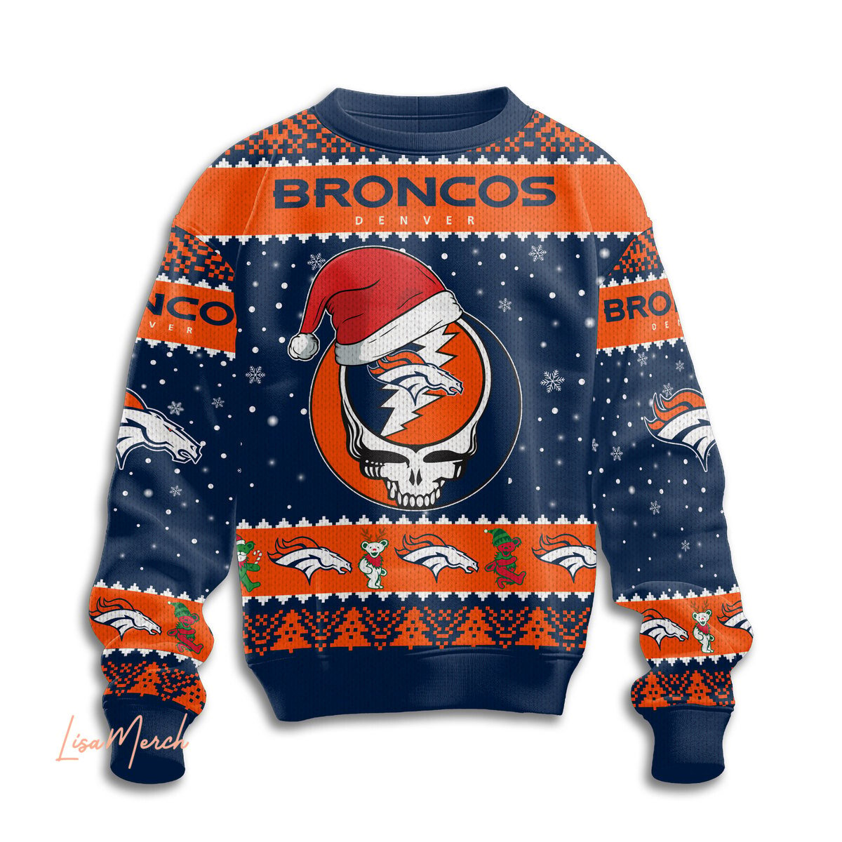 Denver Broncos Ugly Sweater - 2024 The Best Christmas Gift For Denver Broncos Fan - Heavy Metal Custom Name Version