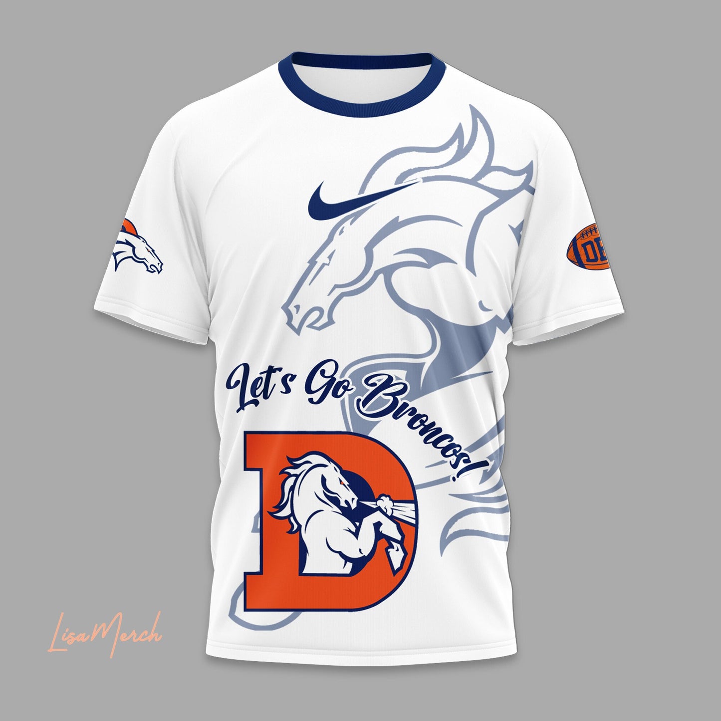 2024 Premium Denver Broncos 3D T Shirt - Denver Broncos Personalized Shirt - Custom Your Name & Number