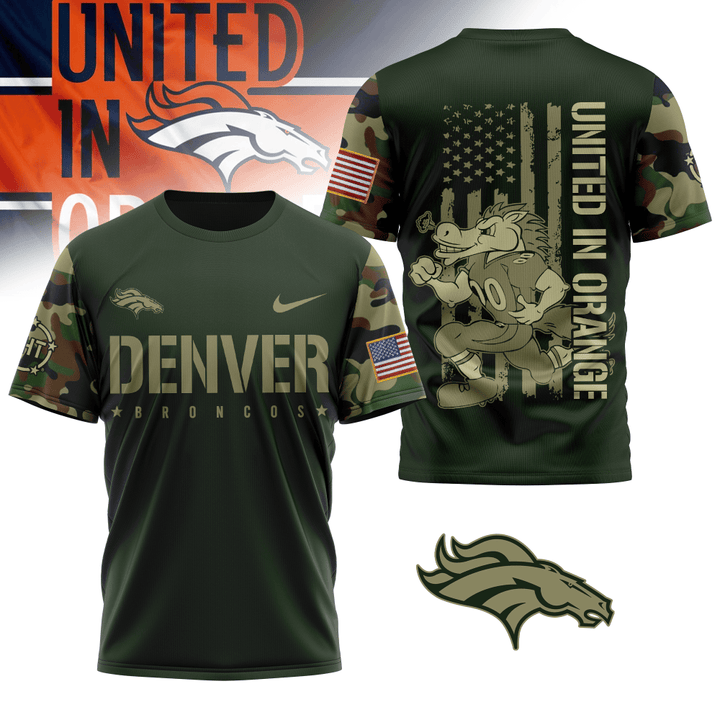 Premium Denver Broncos 3D T Shirt - United In Orange Version - Gift For Veterans Day