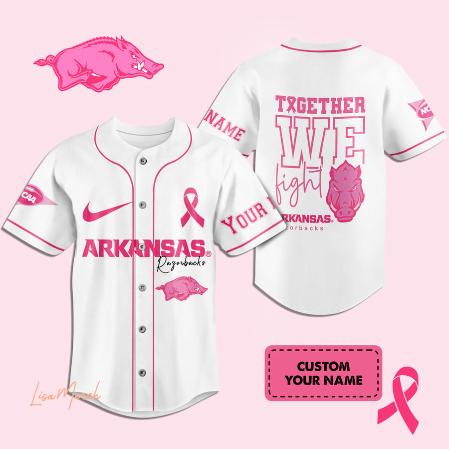 2024 Premium Arkansas Razorbacks 3D Custom Jersey Shirt - Together We Fight Limited White Jersey Jogger & Cap Combo