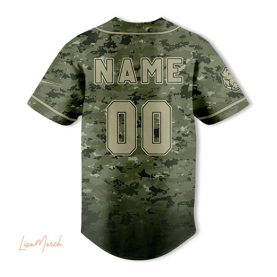 2024 Premium Arkansas Razorbacks Veteran Camo Jersey Shirt - Limited Edition Custom Name Jersey Jogger & Cap Combo