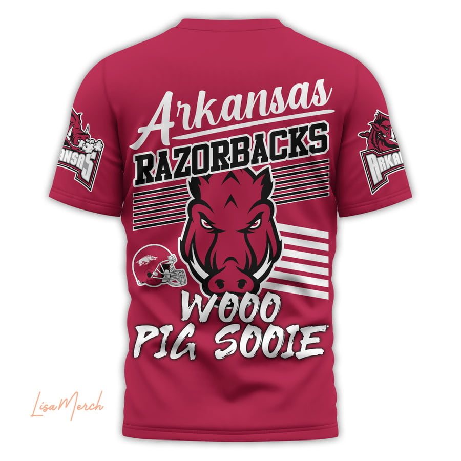 2024 Premium Arkansas Razorbacks 3D T Shirt - Woo Pig Sooie Limited Red T Shirt Jogger & Cap Combo