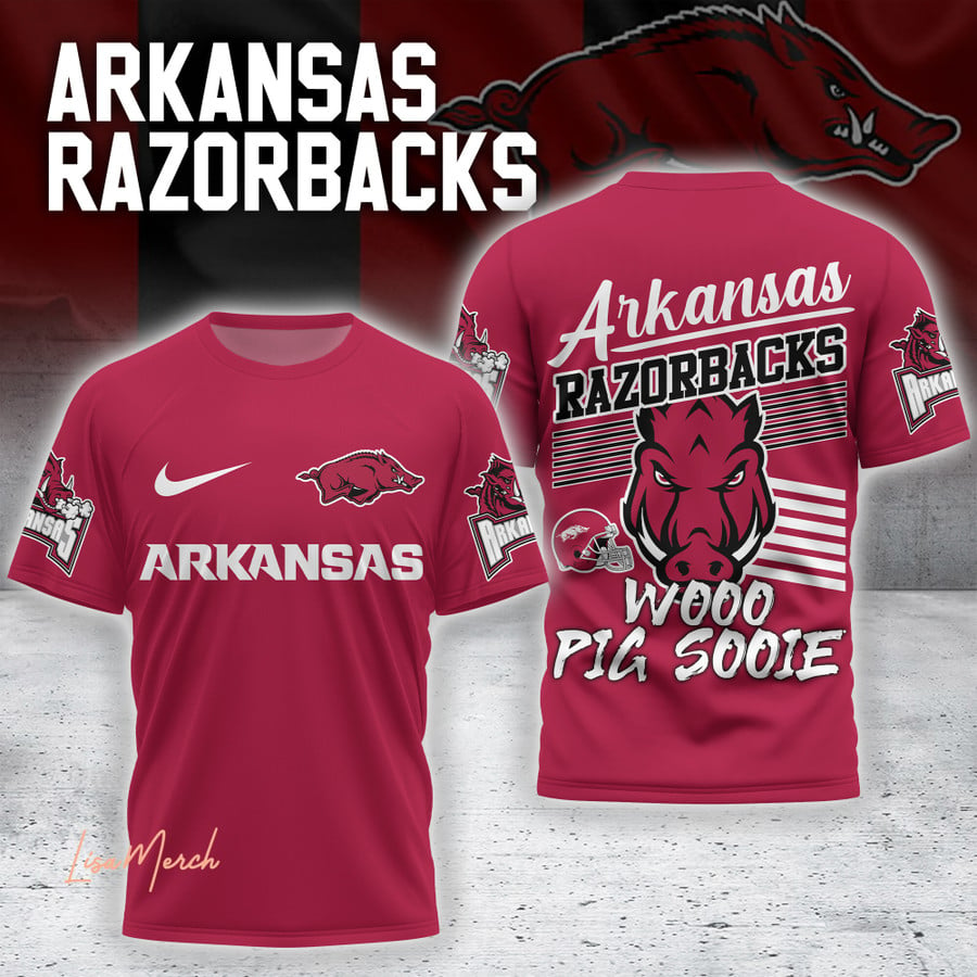 2024 Premium Arkansas Razorbacks 3D T Shirt - Woo Pig Sooie Limited Red T Shirt Jogger & Cap Combo