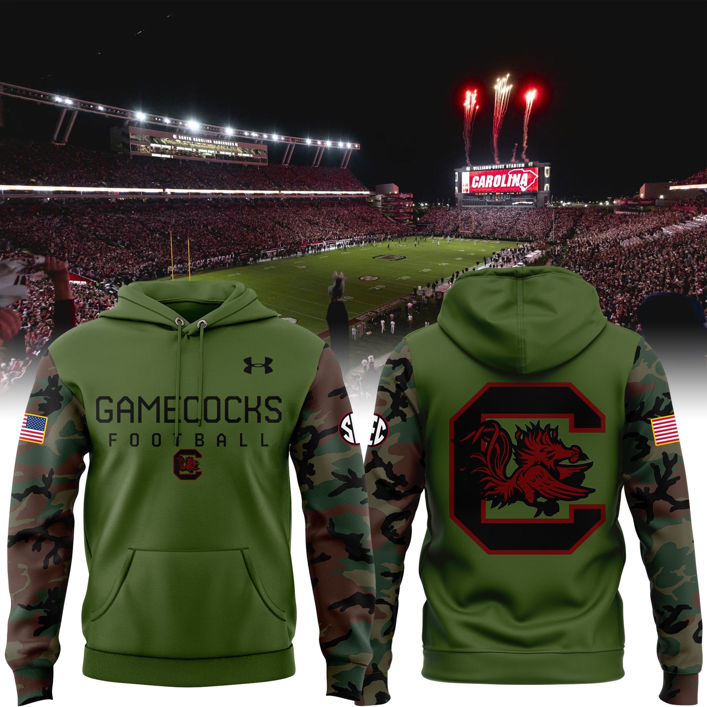 Limited Edition 2024 Military Appreciation Gamecocks Football  Hoodie