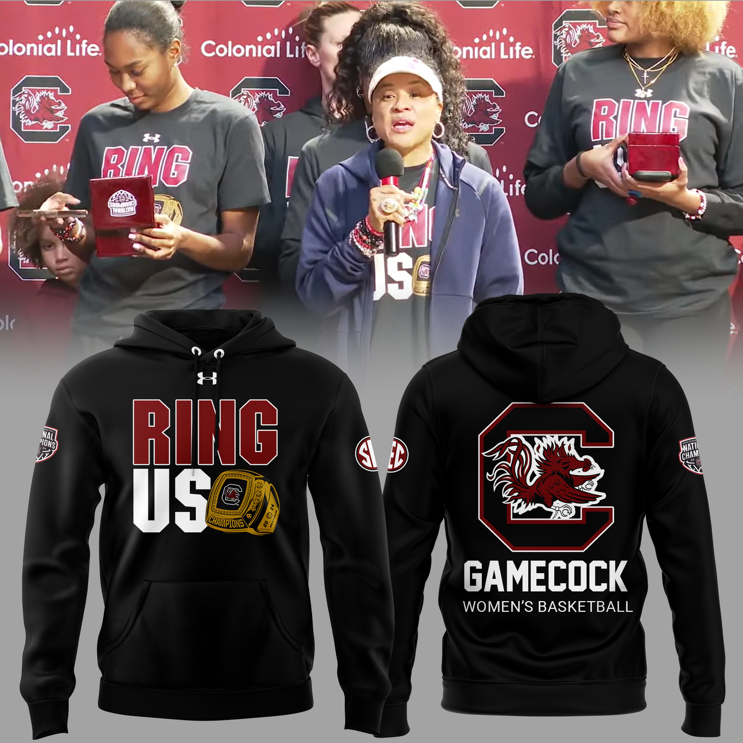 Premium South Carolina Gamecocks Gear - US Ring Limited Edition Hoodie for South Carolina Gamecocks Women’s Basketball Fans