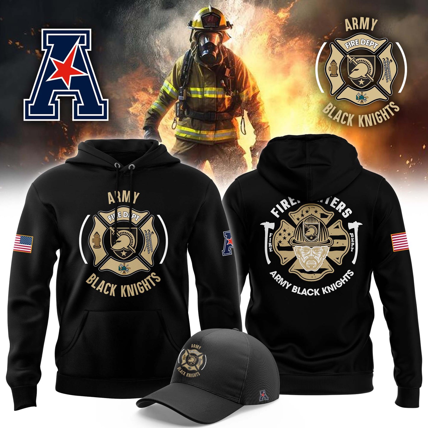 Army Black Knights Football x 2024 Firefighter Appreciation Night Premium Limited Pullover Hoodie