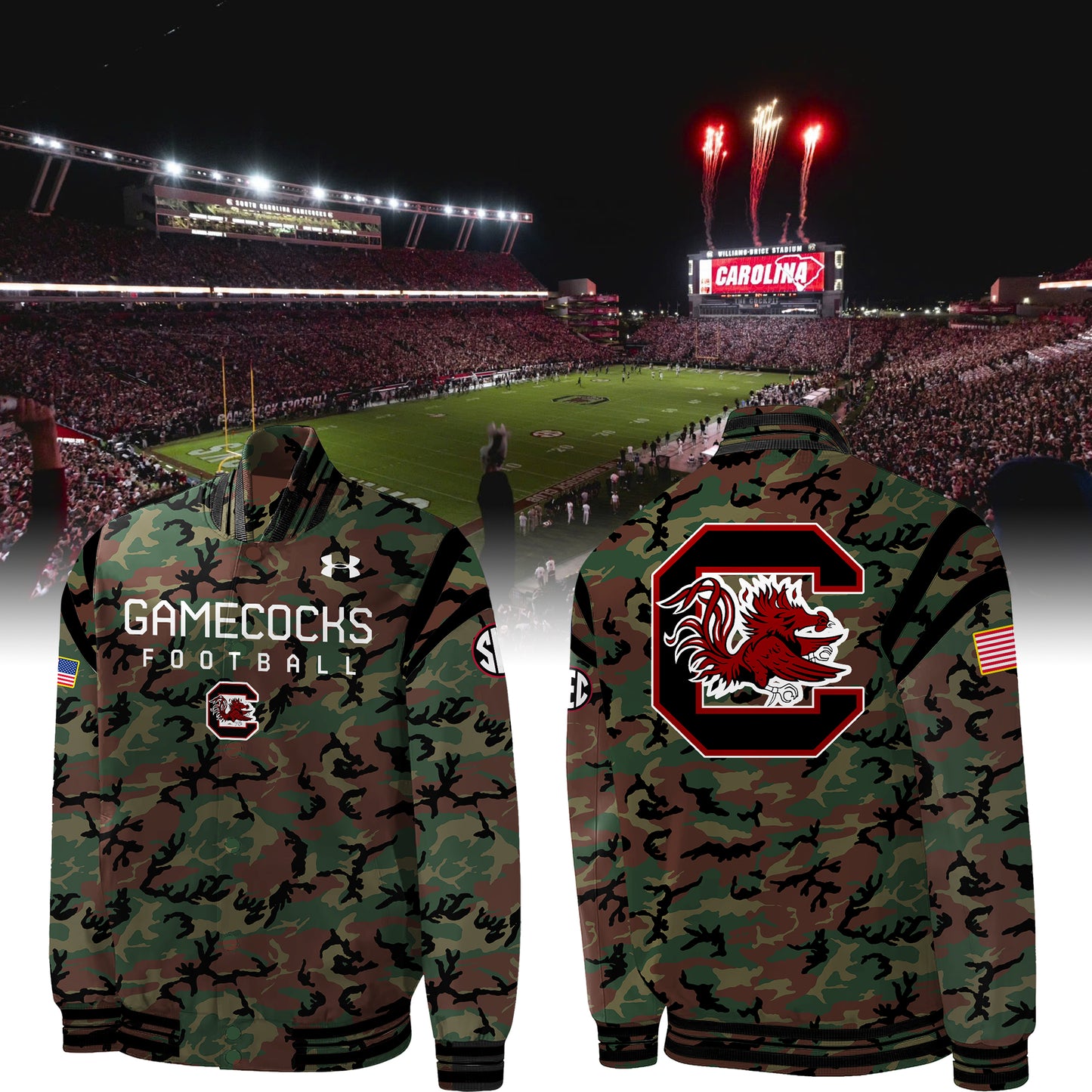 Limited Edition 2024 Military Appreciation Gamecocks Football Bomber Jacket