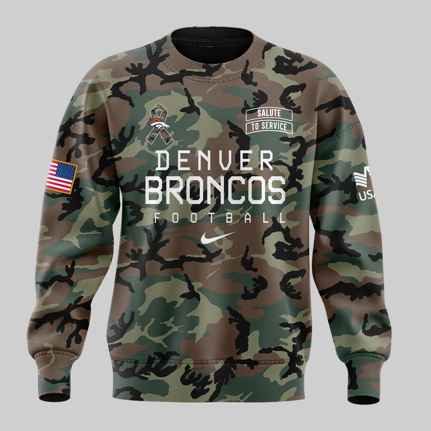 Premium Denver Broncos Gear - Denver Broncos 2024 Military Appreciation Sweatshirt - Unique Gift For Broncos Football Fan DB01