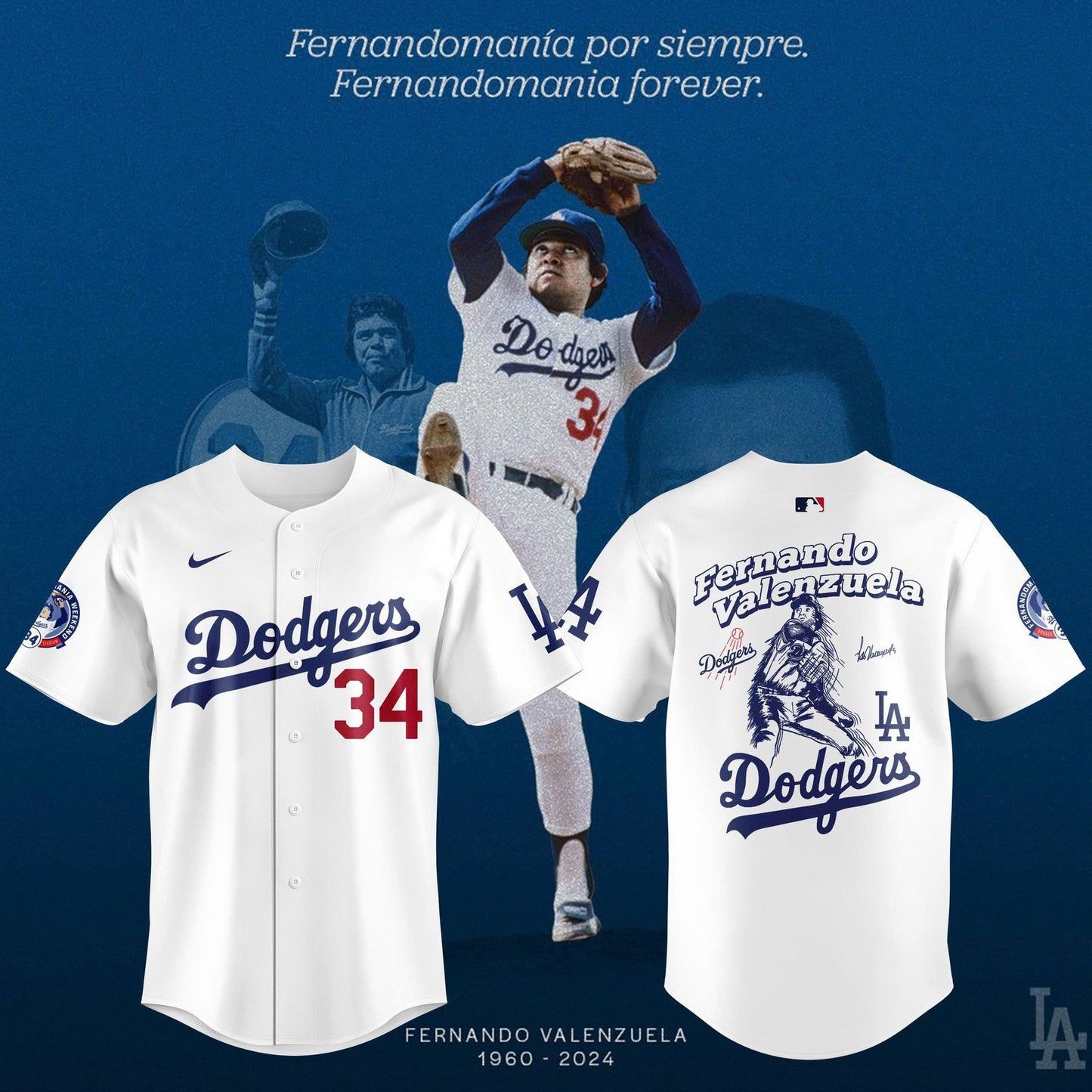 Los Angeles Dodgers Fernando Valenzuela FOREVER 34 Special Jersey - Fernando Valenzuela Jersey - Unique Christmas Gift For Real Fan FV03