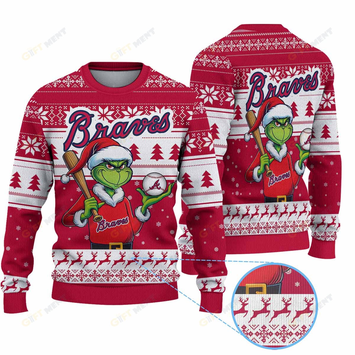 Premium Ugly Chritsmas Sweater For Fan Atlanta Braves Ugly Sweater  - 2024 Unique Ugly Xmas Jumper