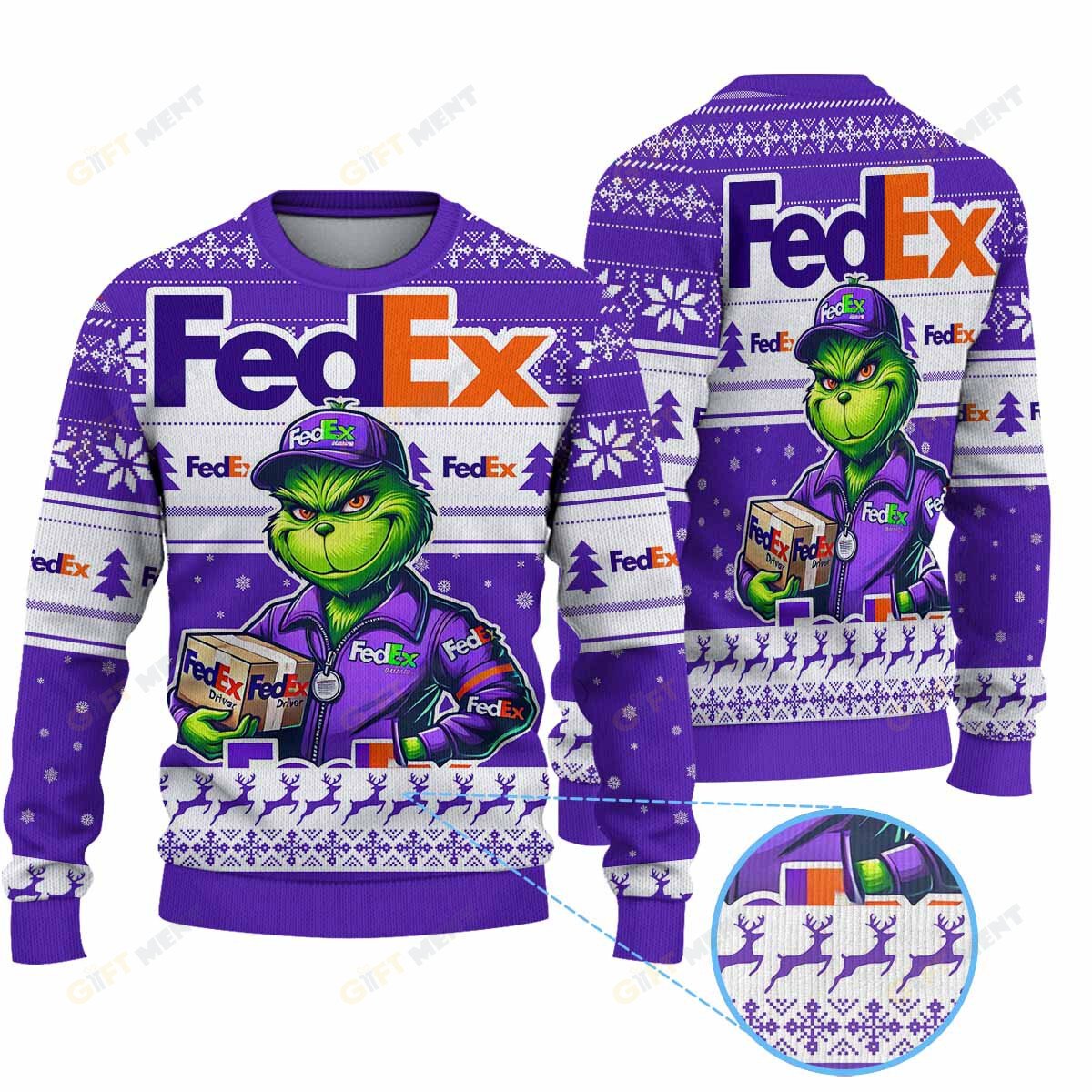 Premium Ugly Chritsmas Sweater For Fan Premium Fedex Grinch Ugly Sweater  - 2024 Unique Ugly Xmas Jumper