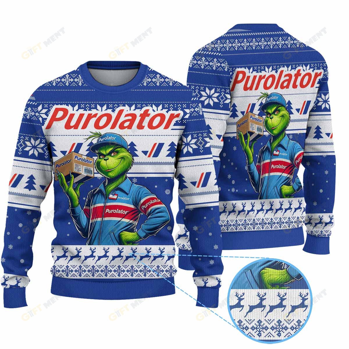 Premium Ugly Chritsmas Sweater For Fan Premium Purolator Grinch Ugly Sweater  - 2024 Unique Ugly Xmas Jumper