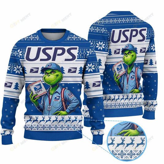 Premium Ugly Chritsmas Sweater For Fan Premium USPS Grinch Ugly Sweater  - 2024 Unique Ugly Xmas Jumper