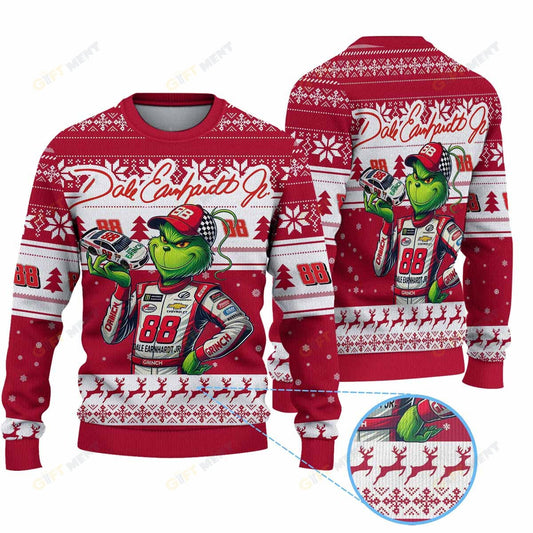 Premium Ugly Chritsmas Sweater For Fan Premium Dale Earnhardt Jr Grinch Ugly Sweater  - 2024 Unique Ugly Xmas Jumper