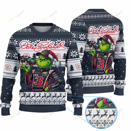 Premium Ugly Chritsmas Sweater For Fan Premium Dale Earnhardt Grinch Ugly Sweater  - 2024 Unique Ugly Xmas Jumper