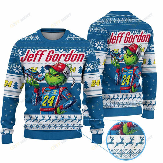 Premium Ugly Chritsmas Sweater For Fan Premium Jeff Gordon Grinch Ugly Sweater  - 2024 Unique Ugly Xmas Jumper