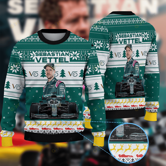 Premium Ugly Chritsmas Sweater For Fan Sebastian Vettel Ugly Sweater  - 2024 Unique Ugly Xmas Jumper