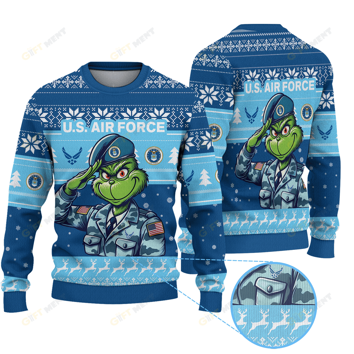 Premium Ugly Chritsmas Sweater For Fan United States Air Force x GrinchUgly Sweater  - 2024 Unique Ugly Xmas Jumper