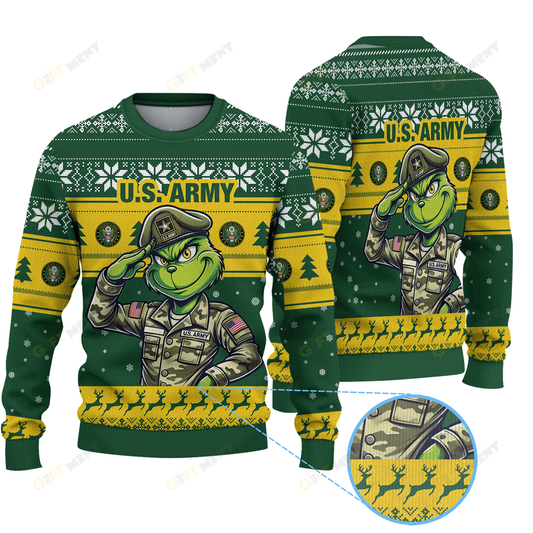 Premium Ugly Chritsmas Sweater For Fan United States Army x GrinchUgly Sweater  - 2024 Unique Ugly Xmas Jumper