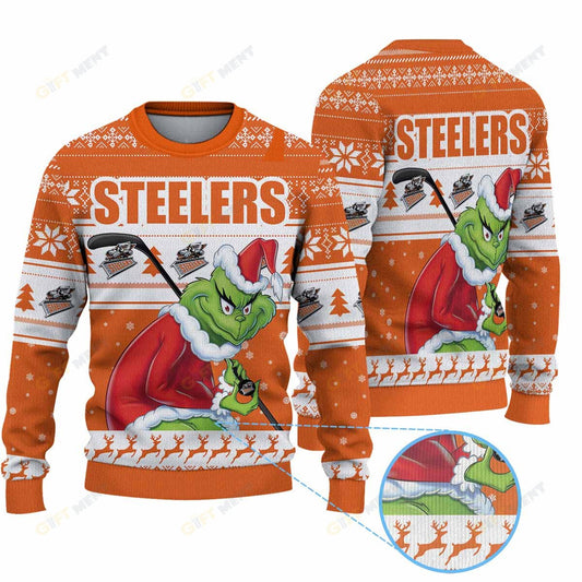 Premium Ugly Chritsmas Sweater For Fan Sheffield Steelers Grinch Ugly Sweater  - 2024 Unique Ugly Xmas Jumper