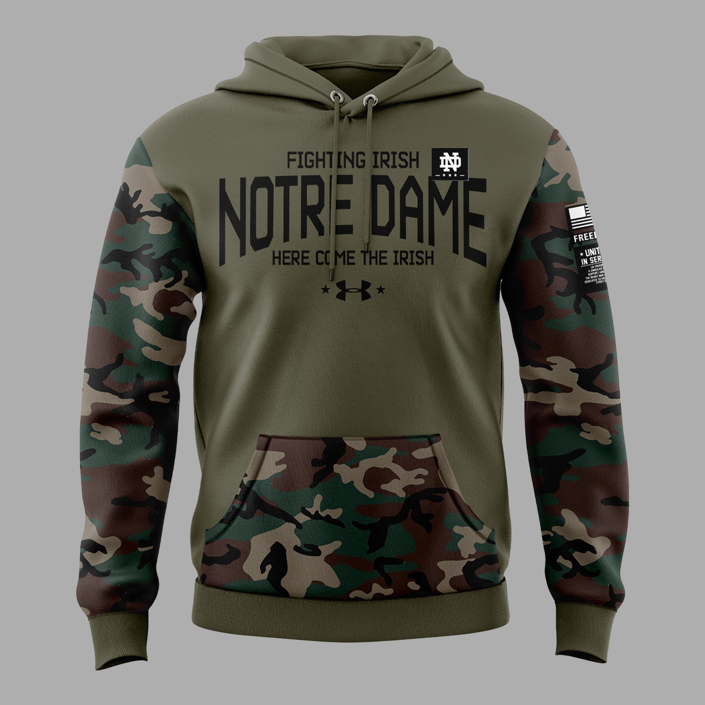 Premium Notre Dame Football Merch - Limited Edition Men’s Notre Dame Football Thyme Freedom Fleece Hoodie 2025 - Be Bold, Be Gold: Notre Dame Fan Wear!