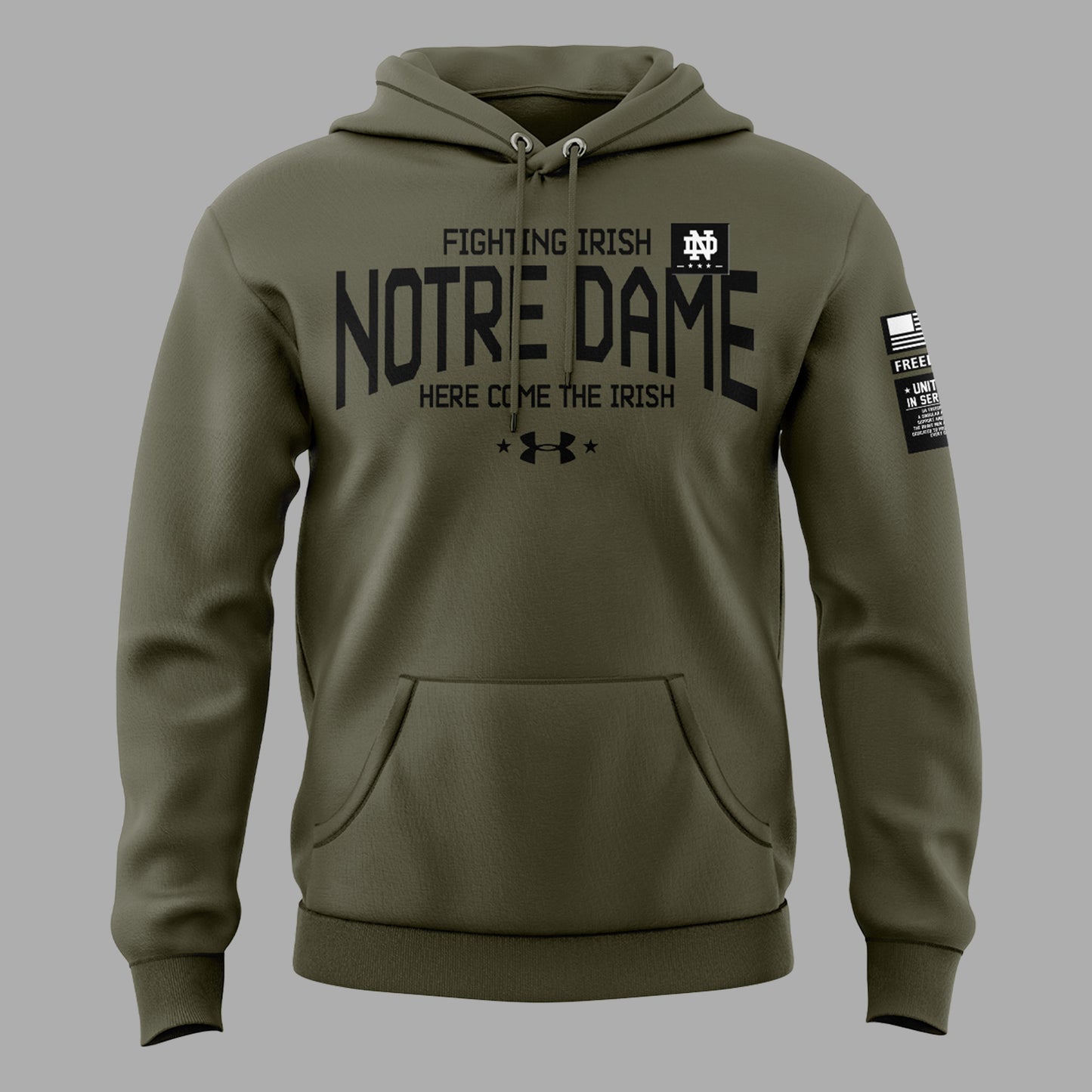 Premium Notre Dame Football Merch - Limited Edition Men’s Notre Dame Football Thyme Freedom Fleece Hoodie 2025 - Be Bold, Be Gold: Notre Dame Fan Wear!