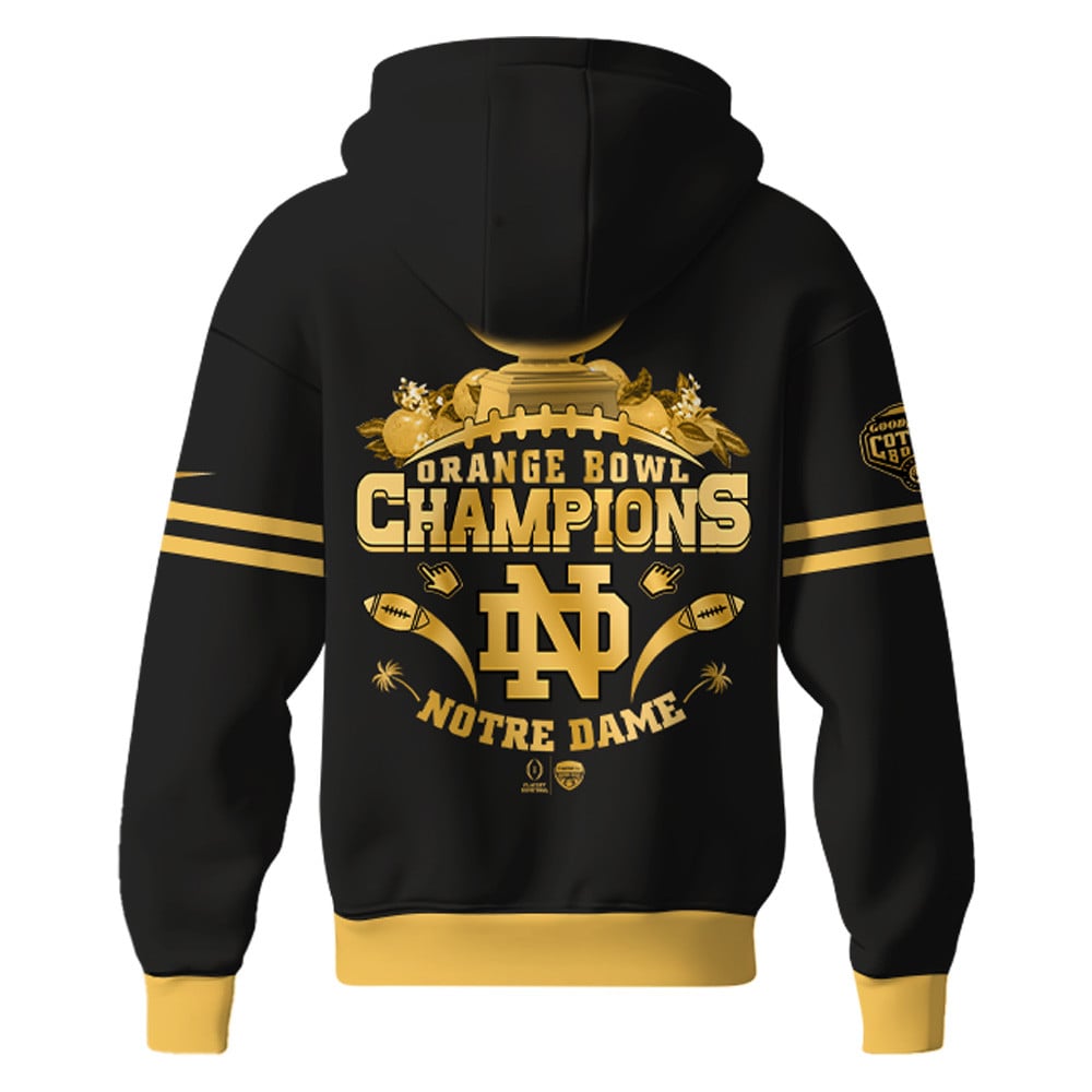 Notre Dame Fighting Irish NCAA Orange Bowl Champions Limited Edition Hoodie 2025 Golden-Black