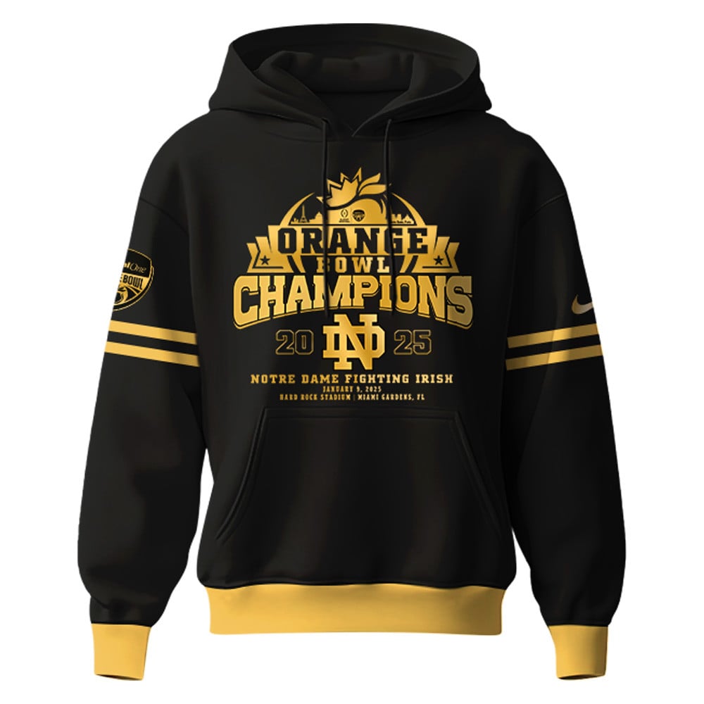 Notre Dame Fighting Irish NCAA Orange Bowl Champions Limited Edition Hoodie 2025 Golden-Black