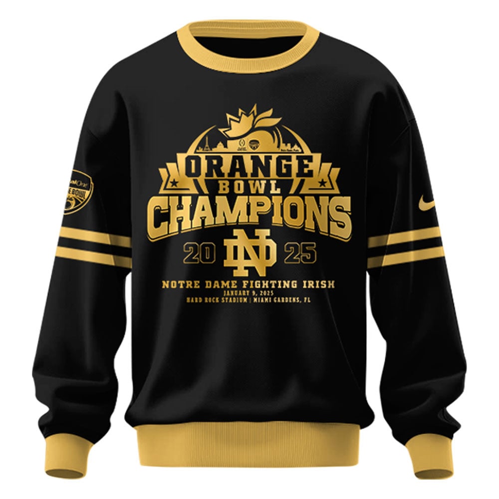 Notre Dame Fighting Irish NCAA Orange Bowl Champions Limited Edition Sweatshirt 2025 Golden-Black