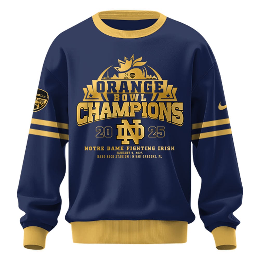 Notre Dame Fighting Irish NCAA Orange Bowl Champions Limited Edition Sweatshirt 2025 Golden-Navy