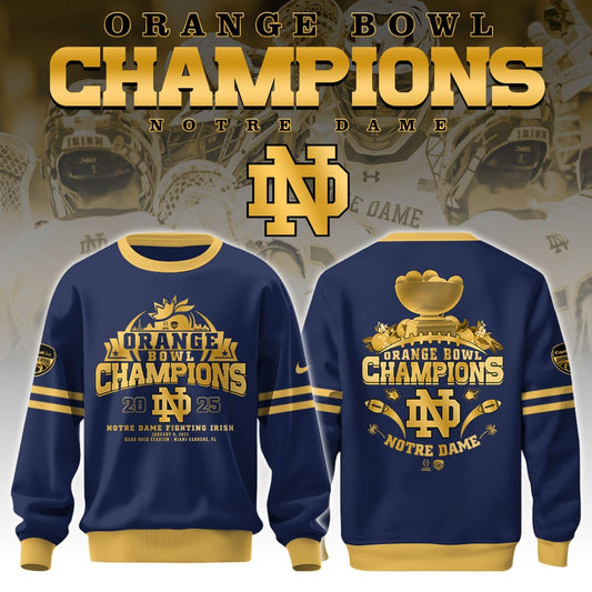 Notre Dame Fighting Irish NCAA Orange Bowl Champions Limited Edition Sweatshirt 2025 Golden-Navy