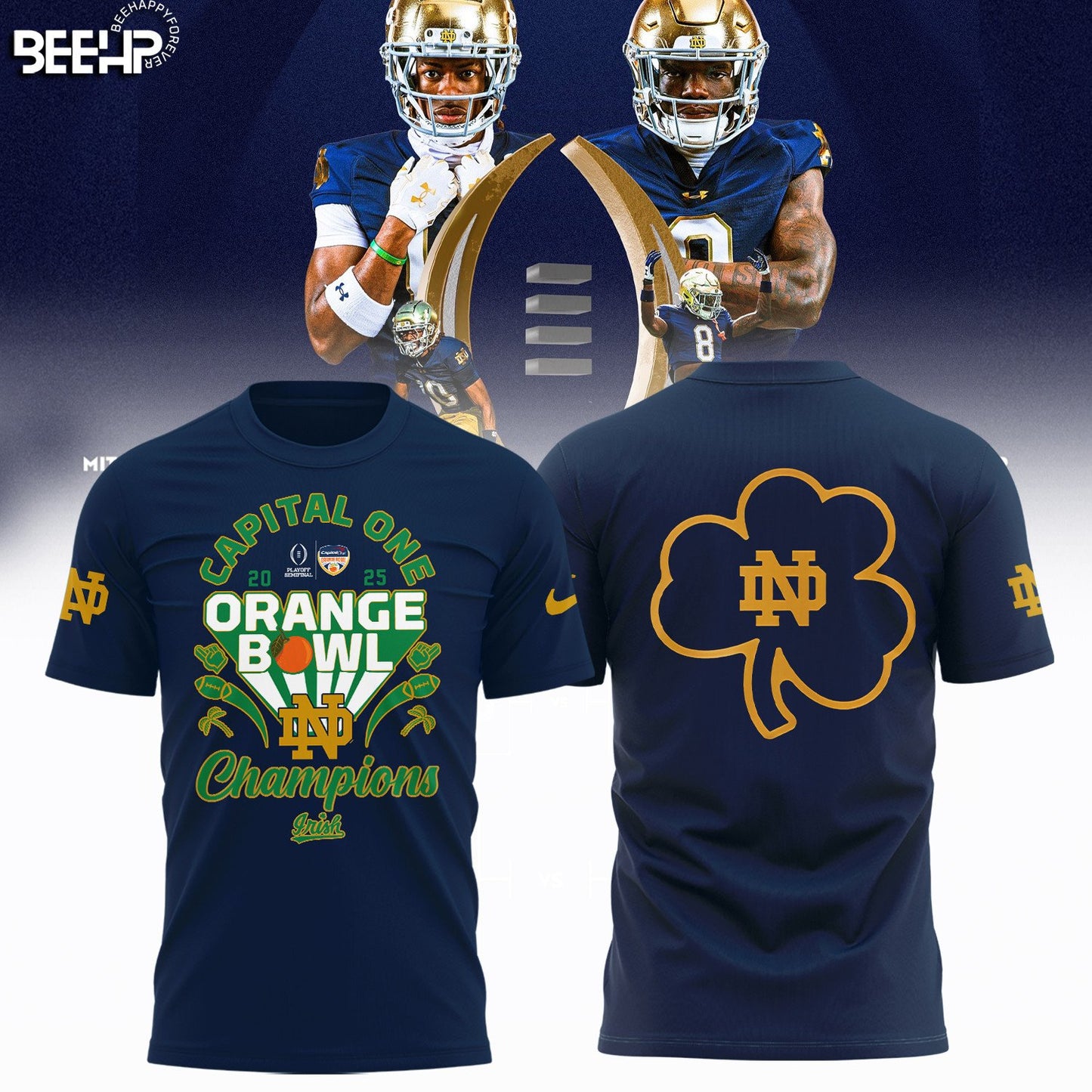 Notre Dame Fighting Irish 2025 Orange Bowl Champions Navy T-Shirt For Irish Nation