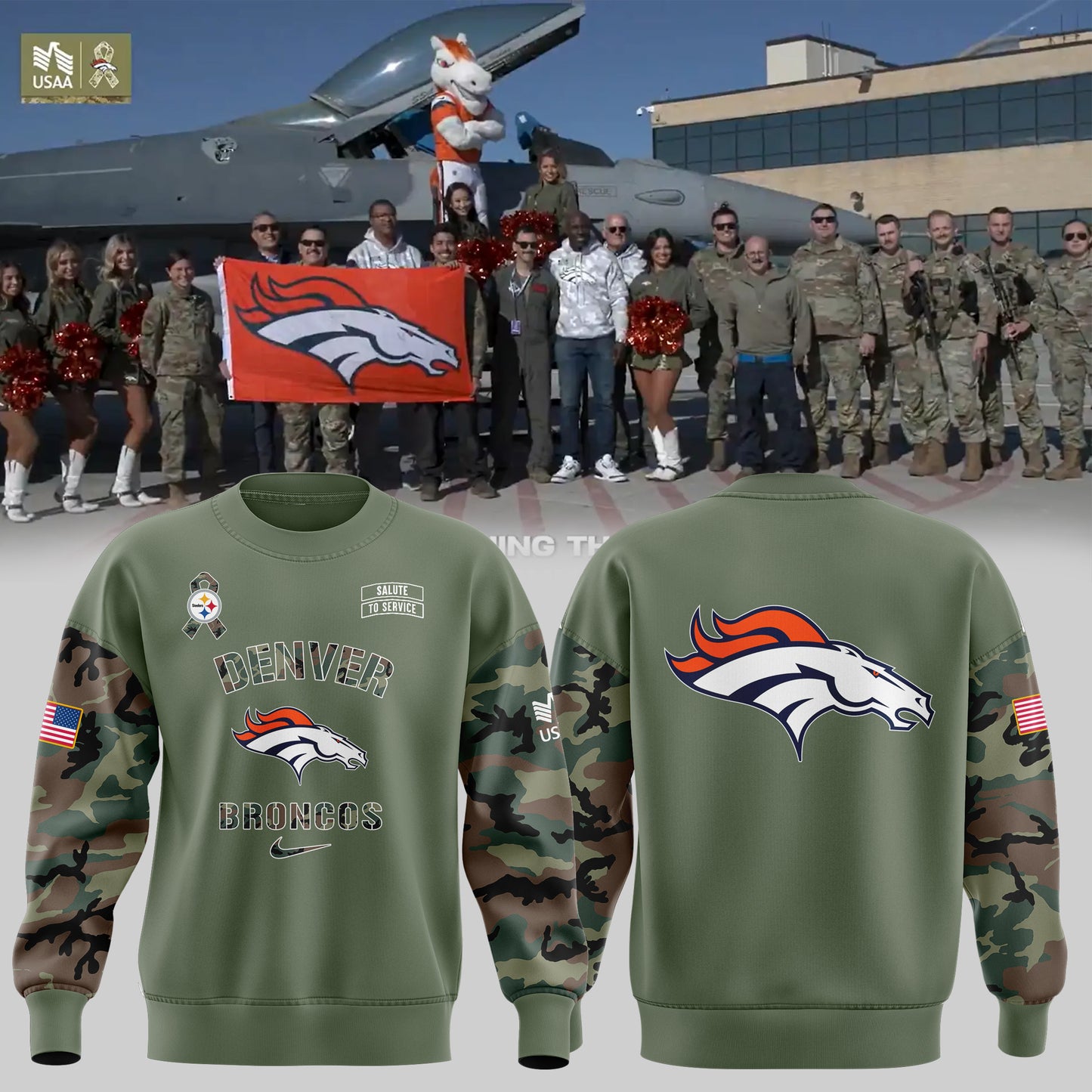 Premium Denver Broncos Gear - Denver Broncos 2024 Military Appreciation Sweatshirt - Unique Gift For Broncos Football Fan DB02