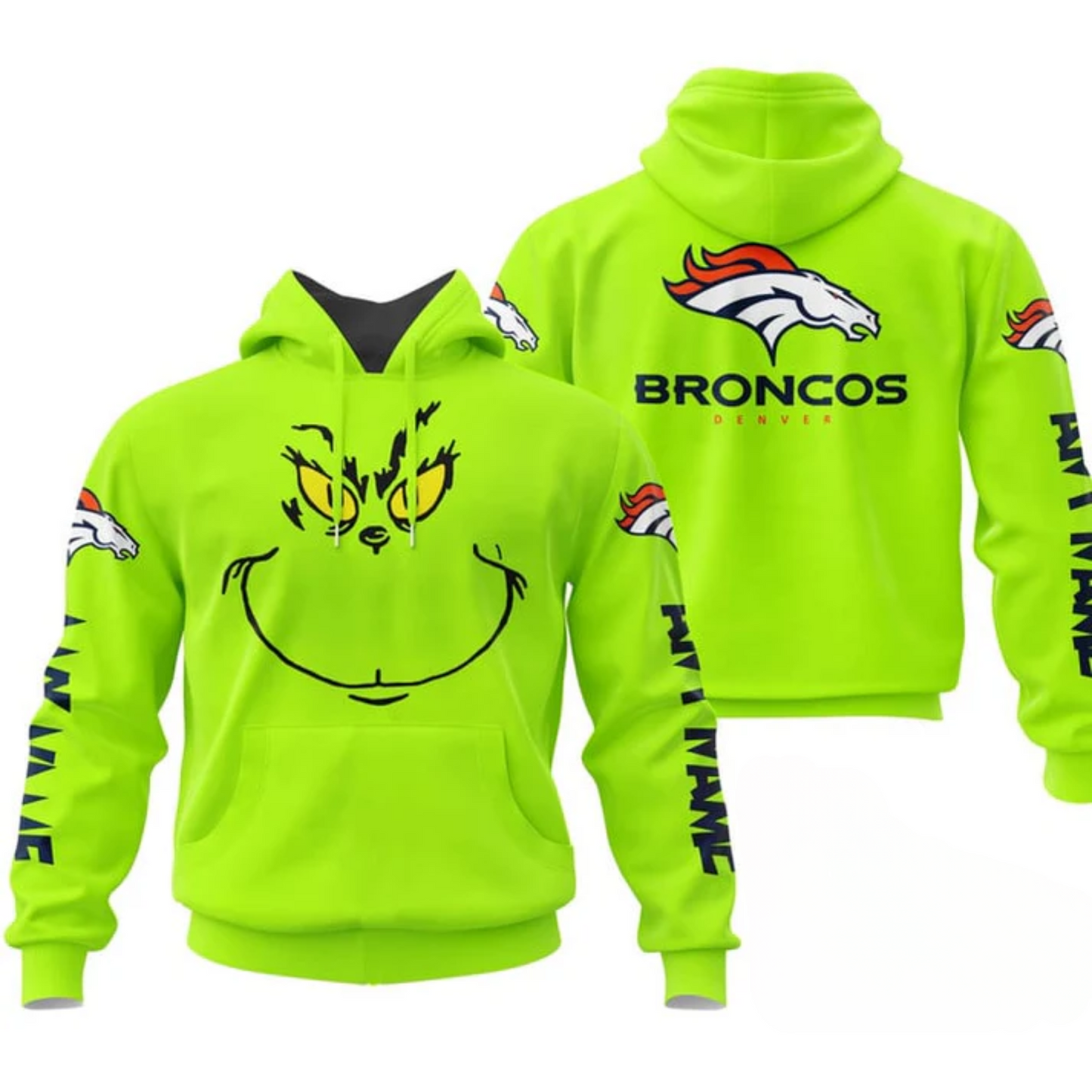 Denver Broncos Hoodie 2024 Season - Limited Broncos Hoodie Grinch Jogger & Cap Combo - Unique Personalize Gift For Christmas