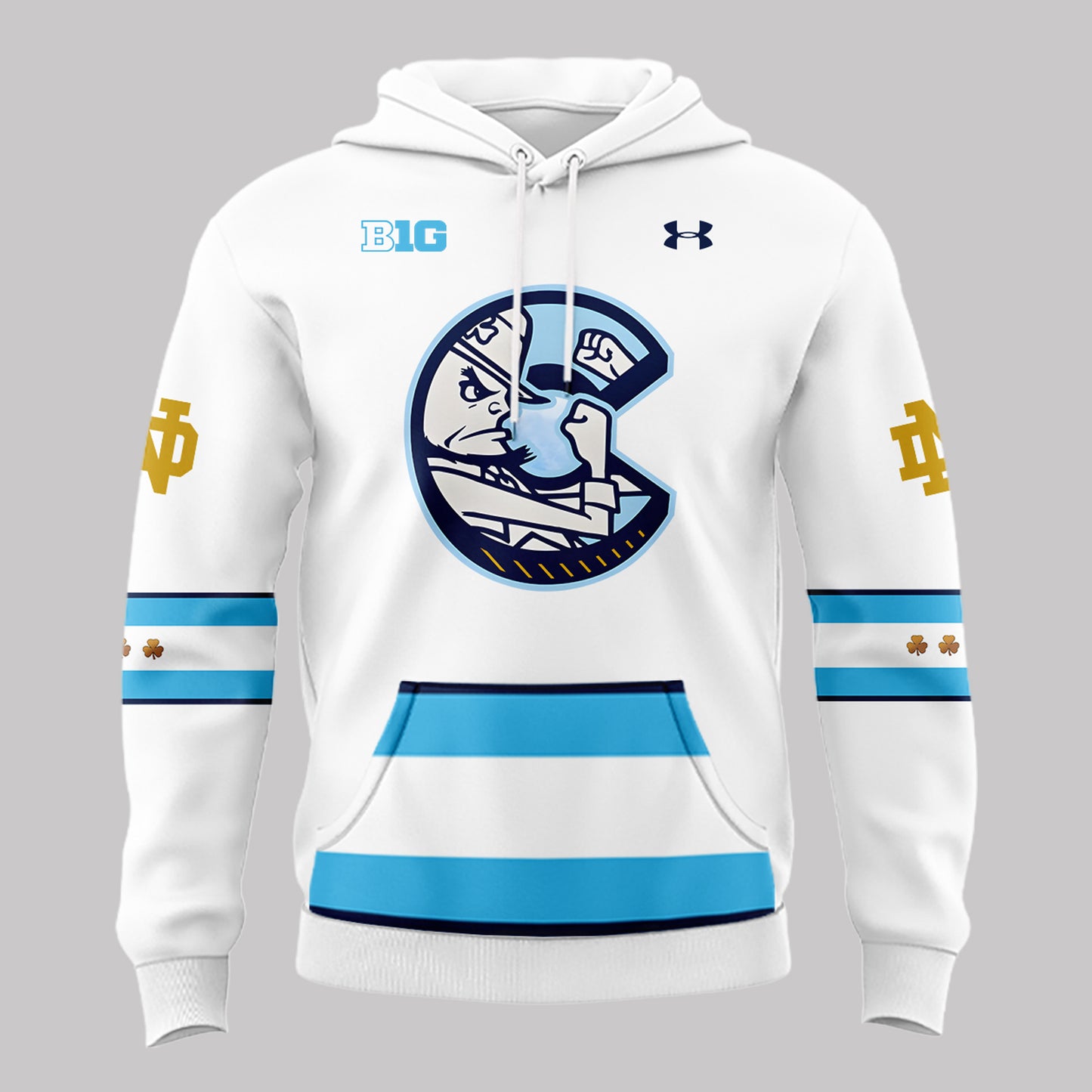 Premium Notre Dame Football Merch - Special Chicago Cubs x Notre Dame Hockey Hoodie