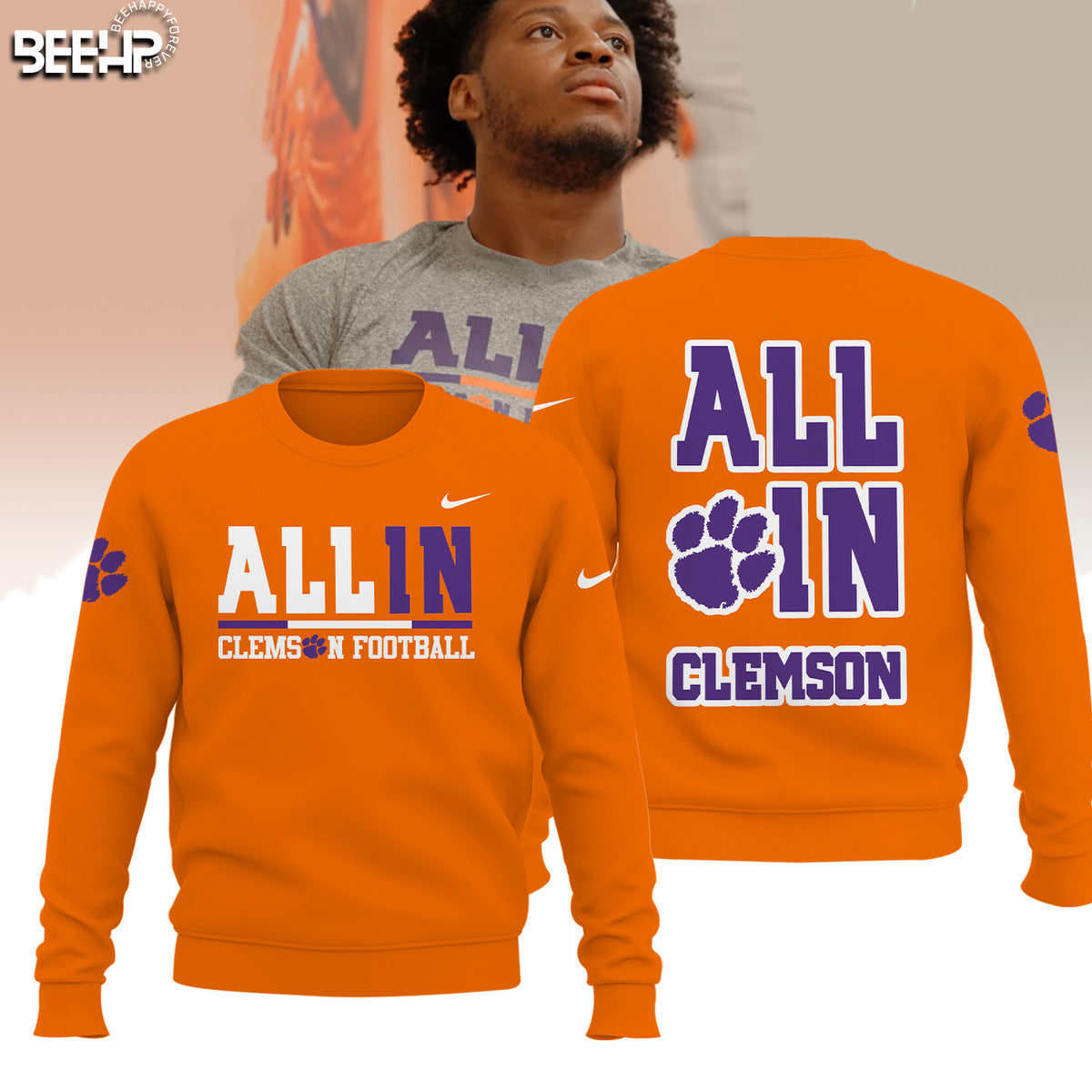 Premium Clemson Tigers Gear - Clemson Football "All In" Orange Shirt Unique Gift For Clemson Tigers Fan CT05