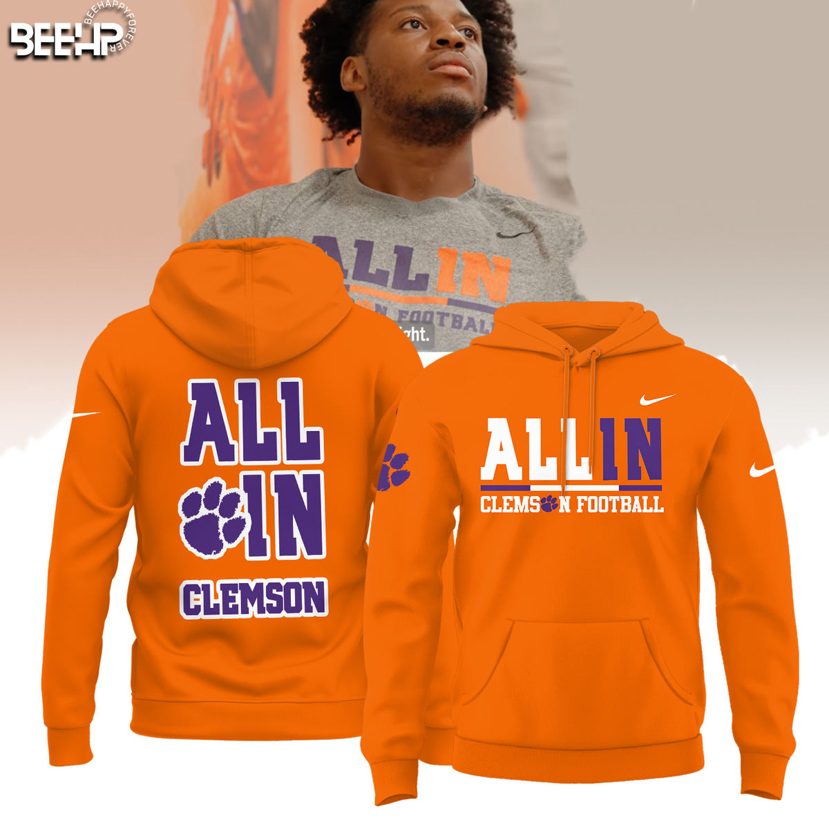 Premium Clemson Tigers Gear - Clemson Football "All In" Orange Shirt Unique Gift For Clemson Tigers Fan CT05