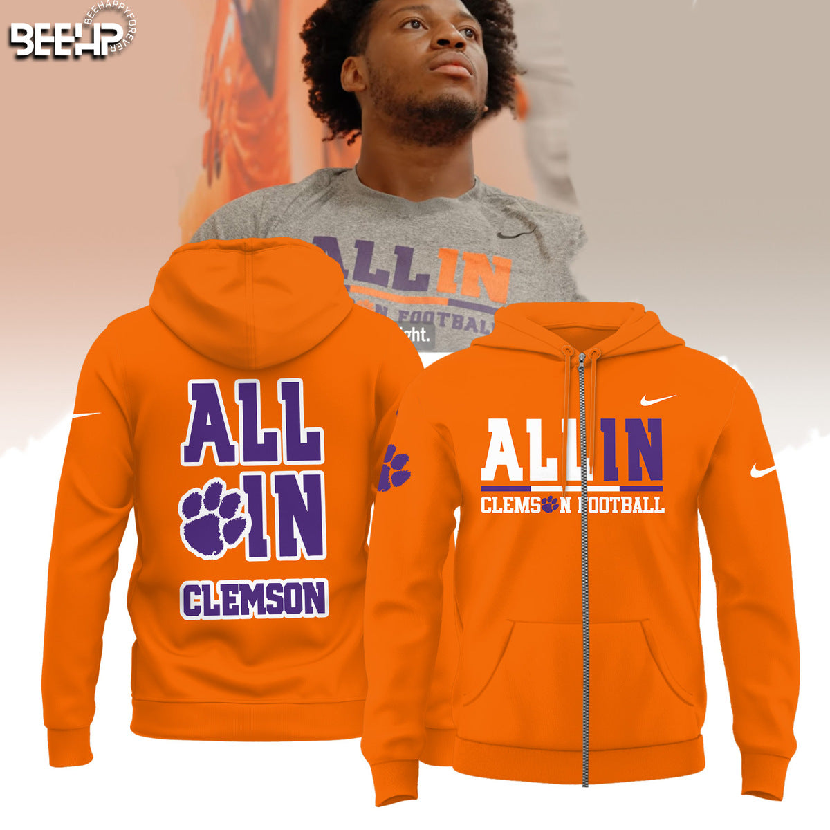 Premium Clemson Tigers Gear - Clemson Football "All In" Orange Shirt Unique Gift For Clemson Tigers Fan CT05