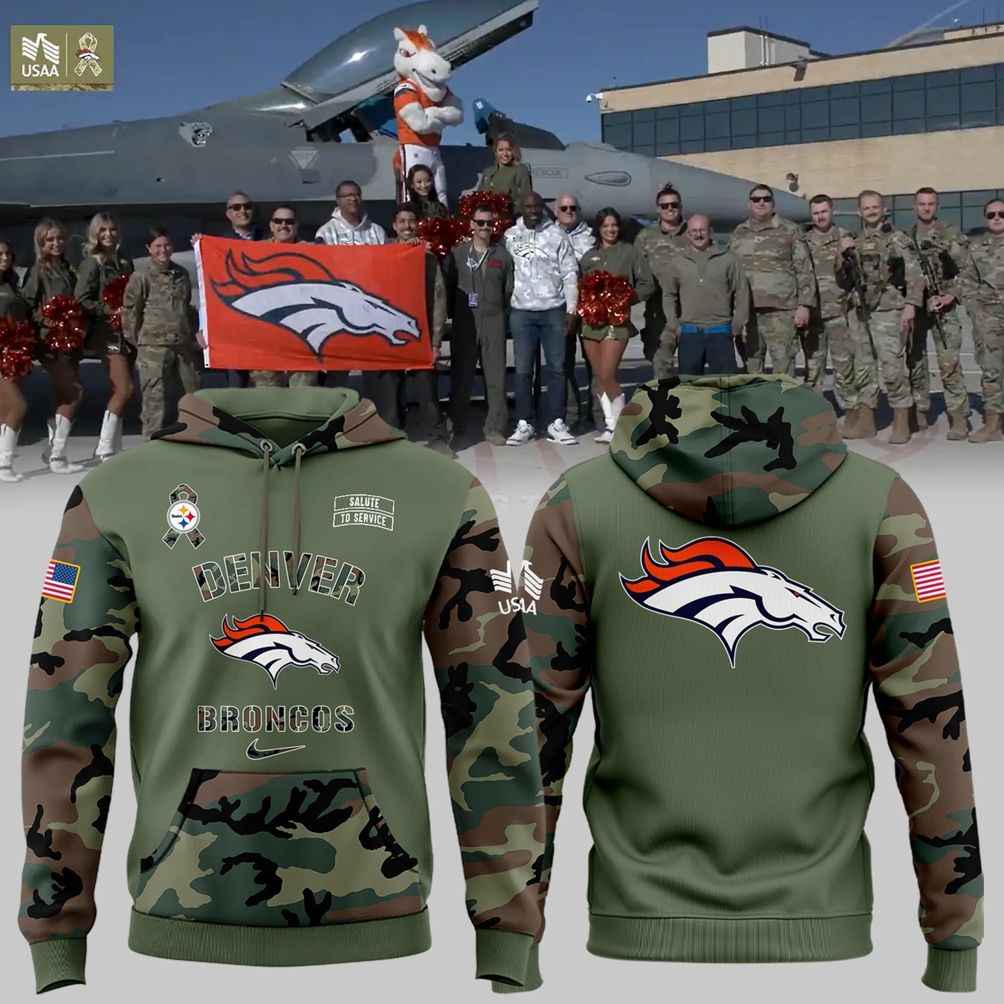 Premium Denver Broncos Gear - Denver Broncos 2024 Military Appreciation Hoodie - Unique Gift For Broncos Football Fan DB01