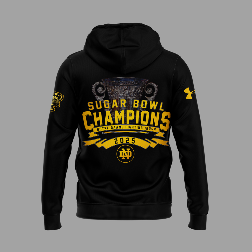 Limited Edition Notre Dame Football Champions Sugar Bowl Hoodie Black 2025