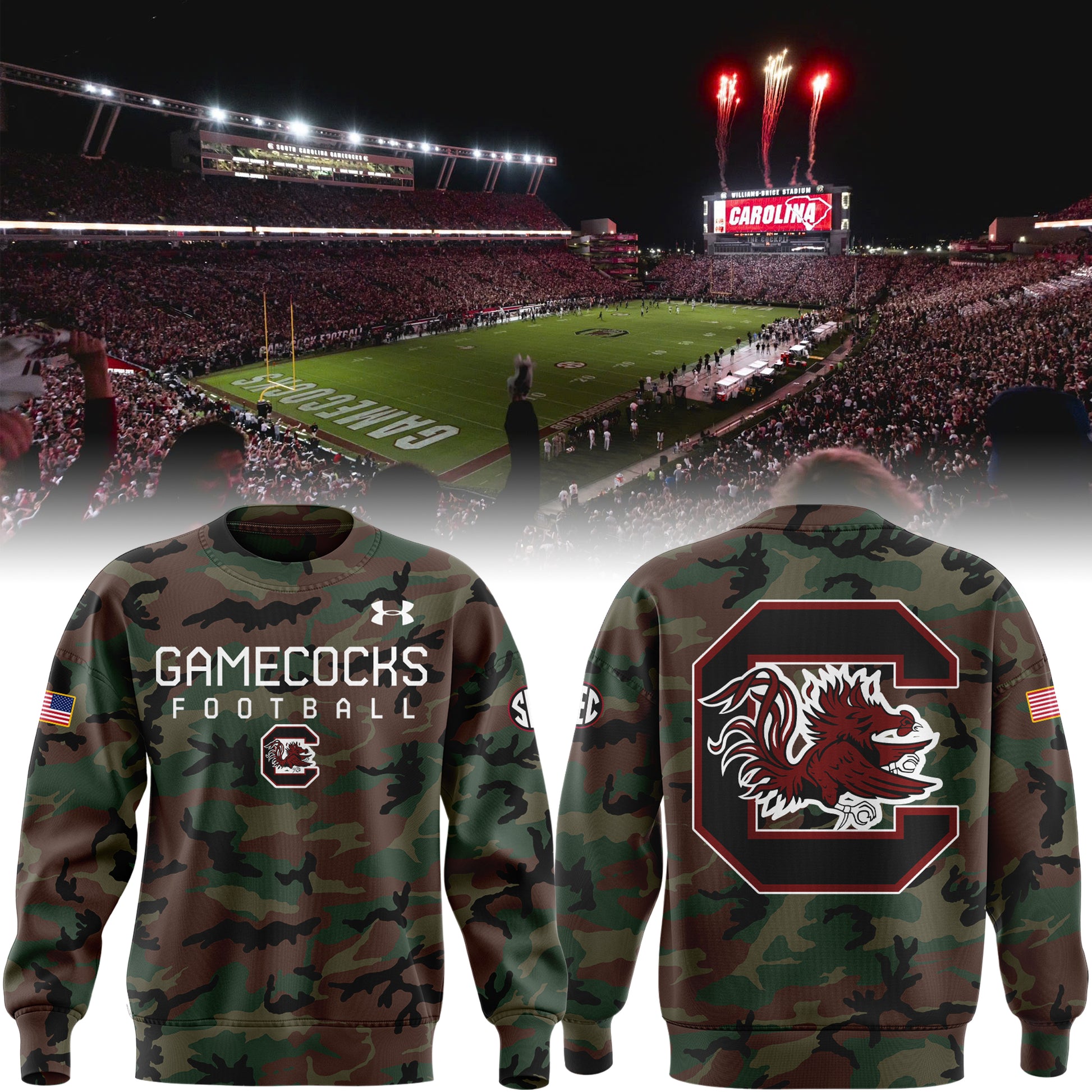 Limited Edition 2024 Military Appreciation Gamecocks Football Sweatshirt