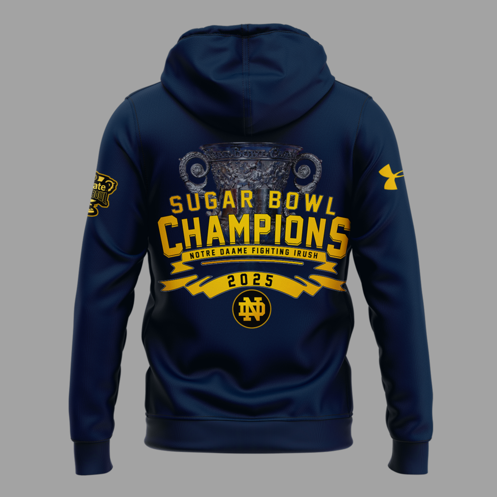 Limited Edition Notre Dame Football Champions Sugar Bowl Hoodie Navy 2025