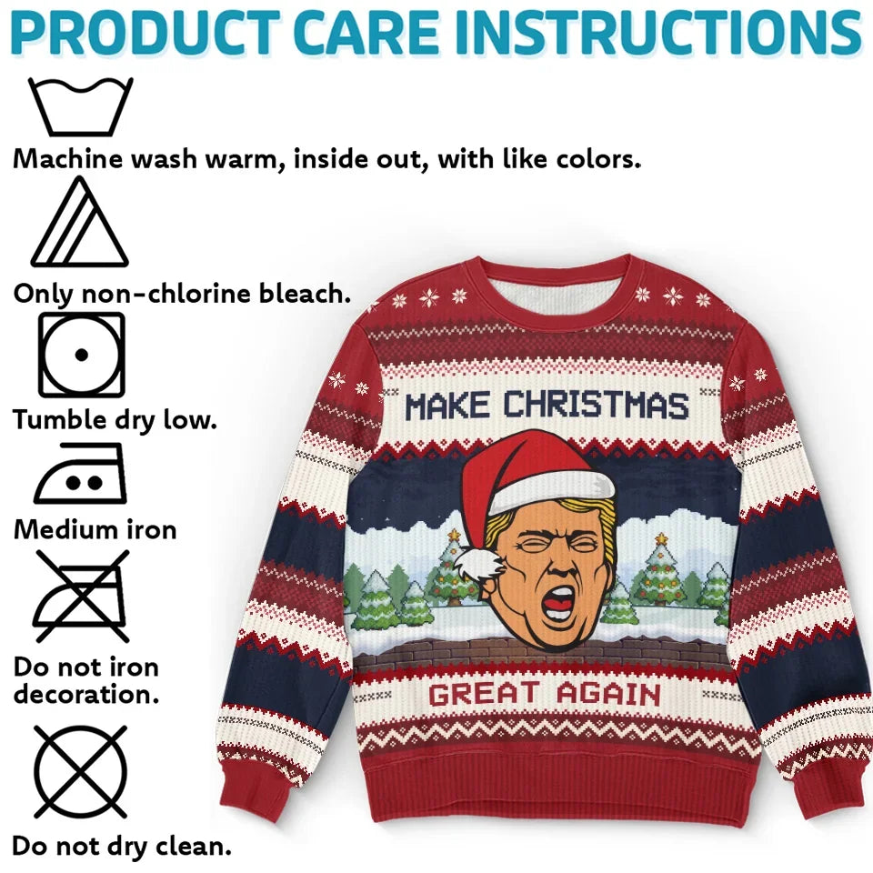 Christmas Seems Greater When You're Back - Unisex Wool Jumper - Christmas Gift For Red-Wave Supporters - Donald Trump Ugly Sweater