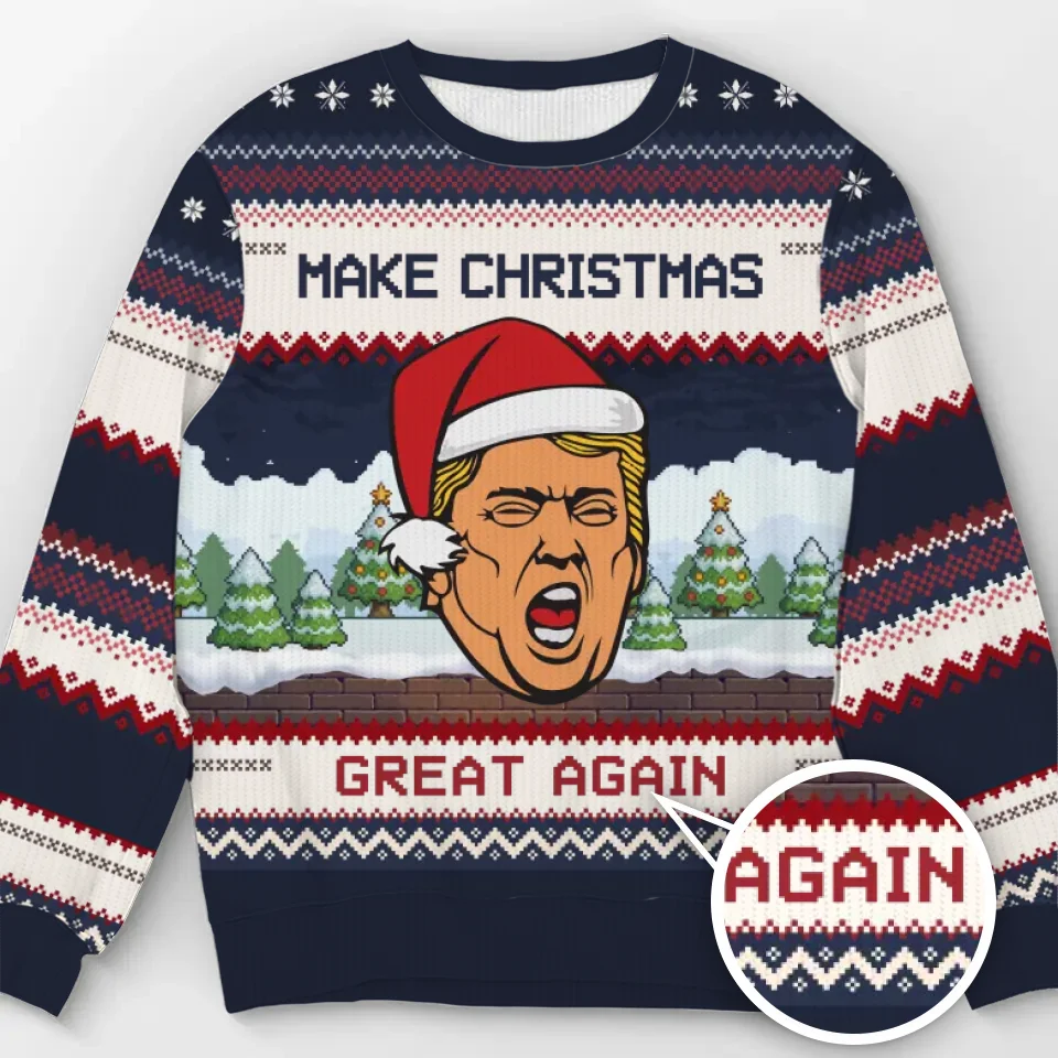 Christmas Seems Greater When You're Back - Unisex Wool Jumper - Christmas Gift For Red-Wave Supporters - Donald Trump Ugly Sweater