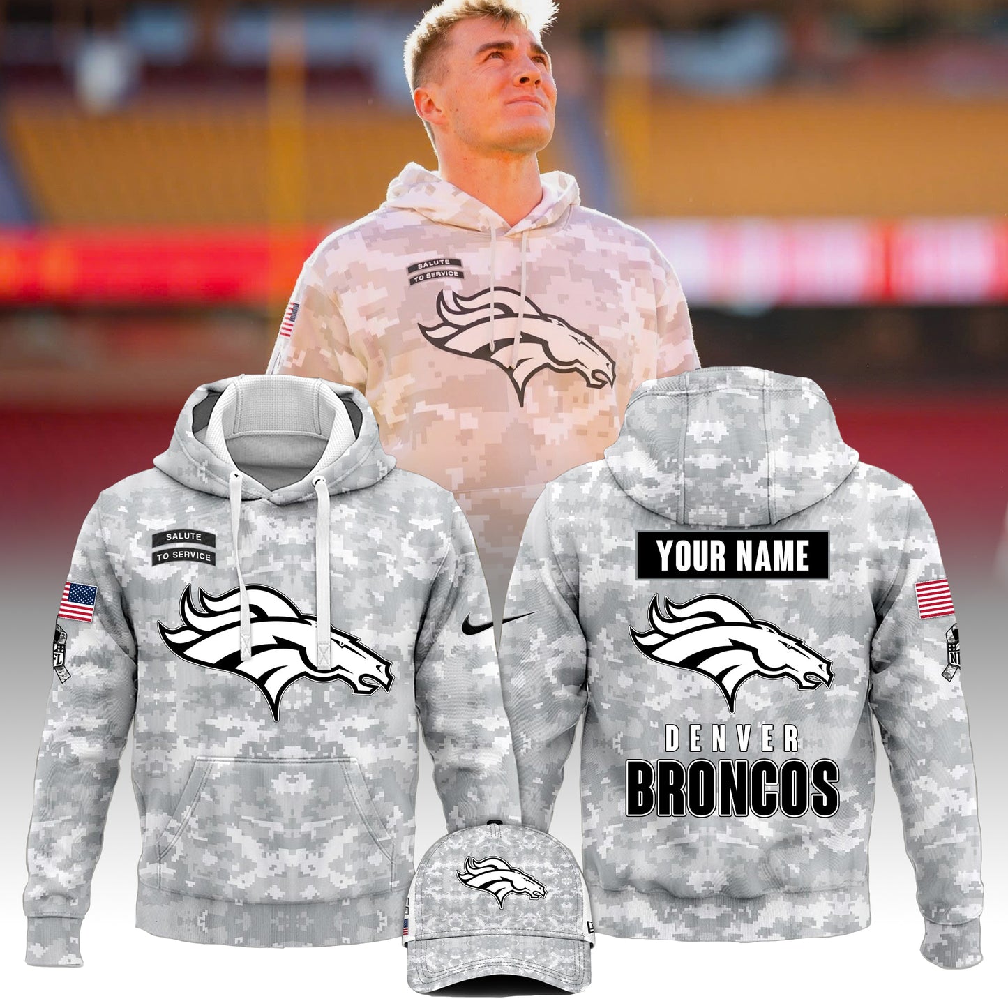 Denver Broncos Hoodie Camo 2024 Salute to Service Club Limited Edition