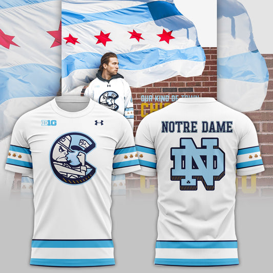 Premium Notre Dame Football Merch - Special Chicago Cubs x Notre Dame Hockey T-Shirt